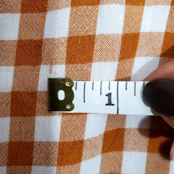 Saylor Women's Laken Gingham Peplum Jumpsuit in Apricot Brown/White sz LG - Picture 8 of 8